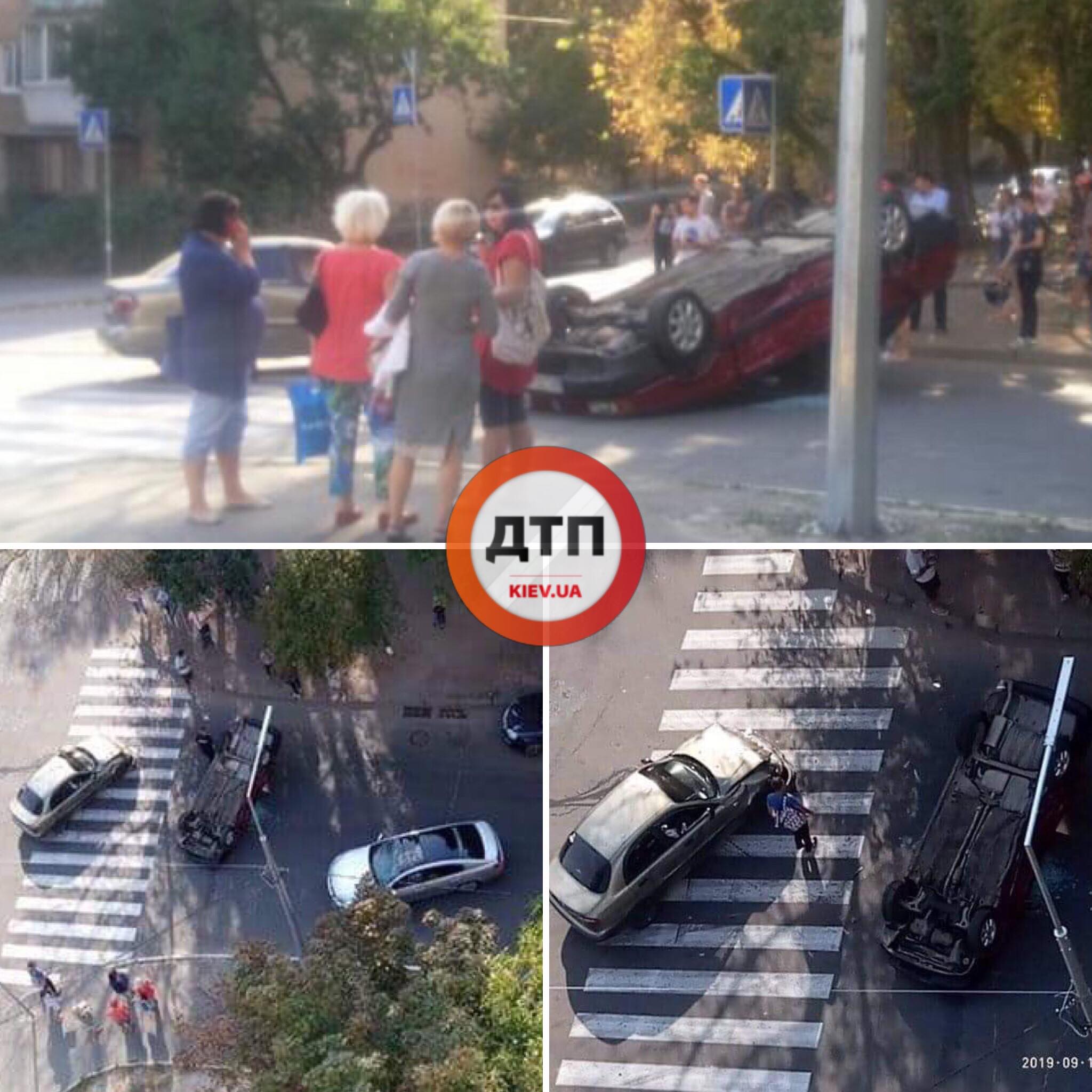 В Киеве произошло ДТП с опрокидыванием 