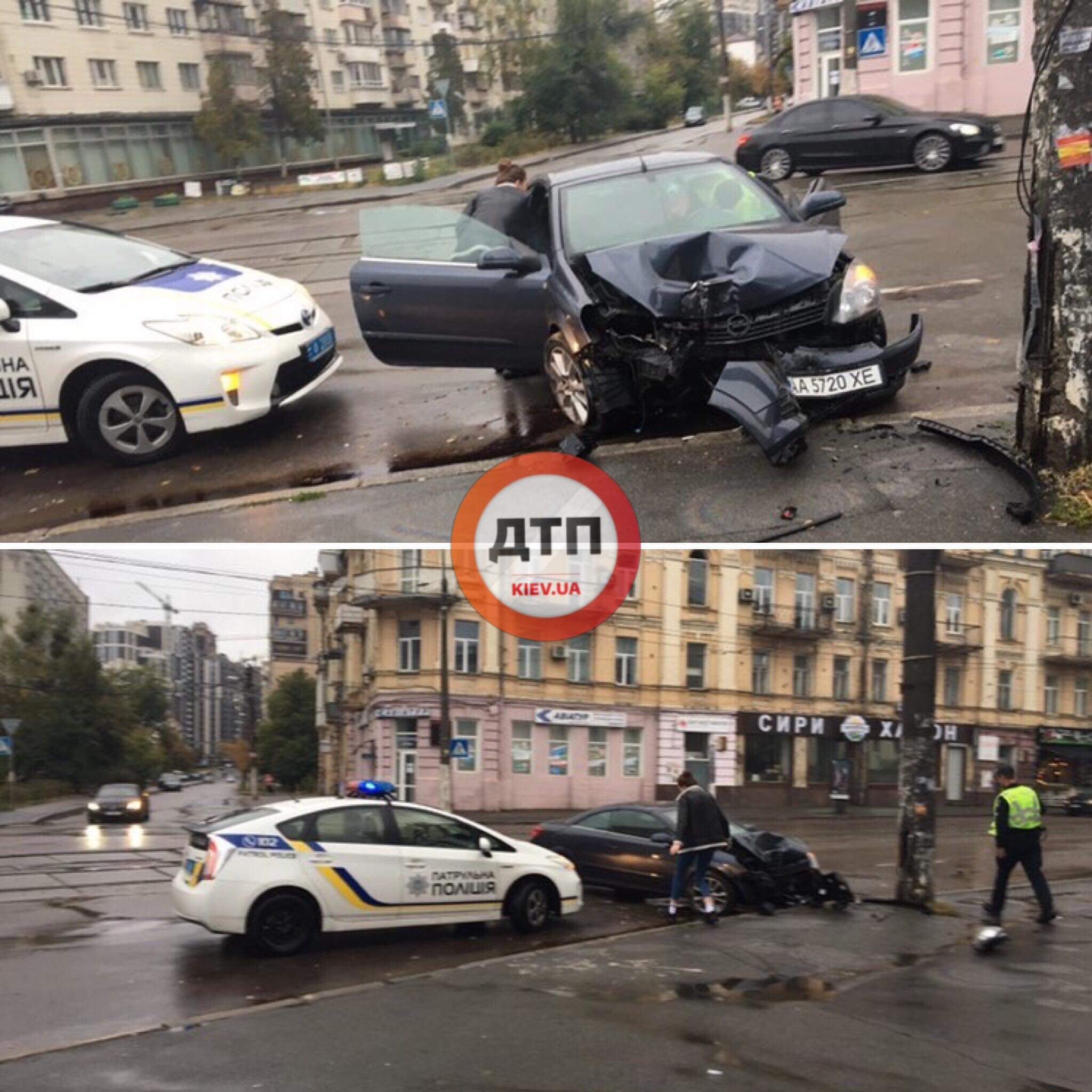 В Киеве в районе цирка произошло ДТП с участием автомобиля Opel