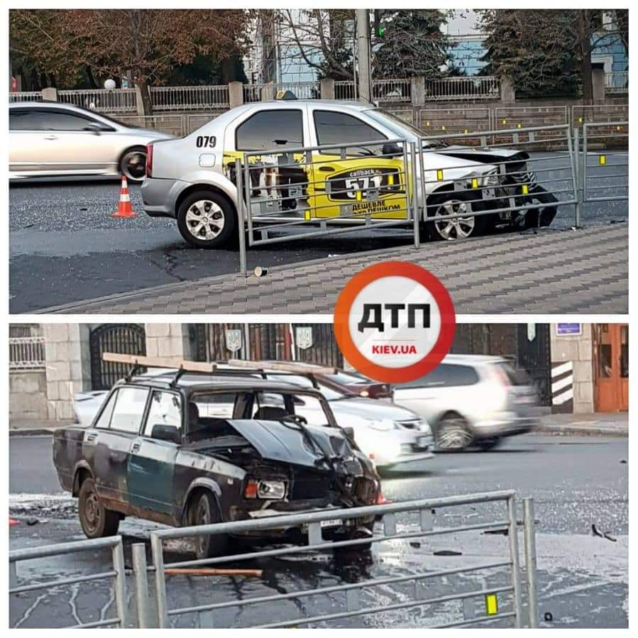 В Киеве на Воздухофлотском проспекте произошло ДТП с участием ВАЗ и автомобиля такси