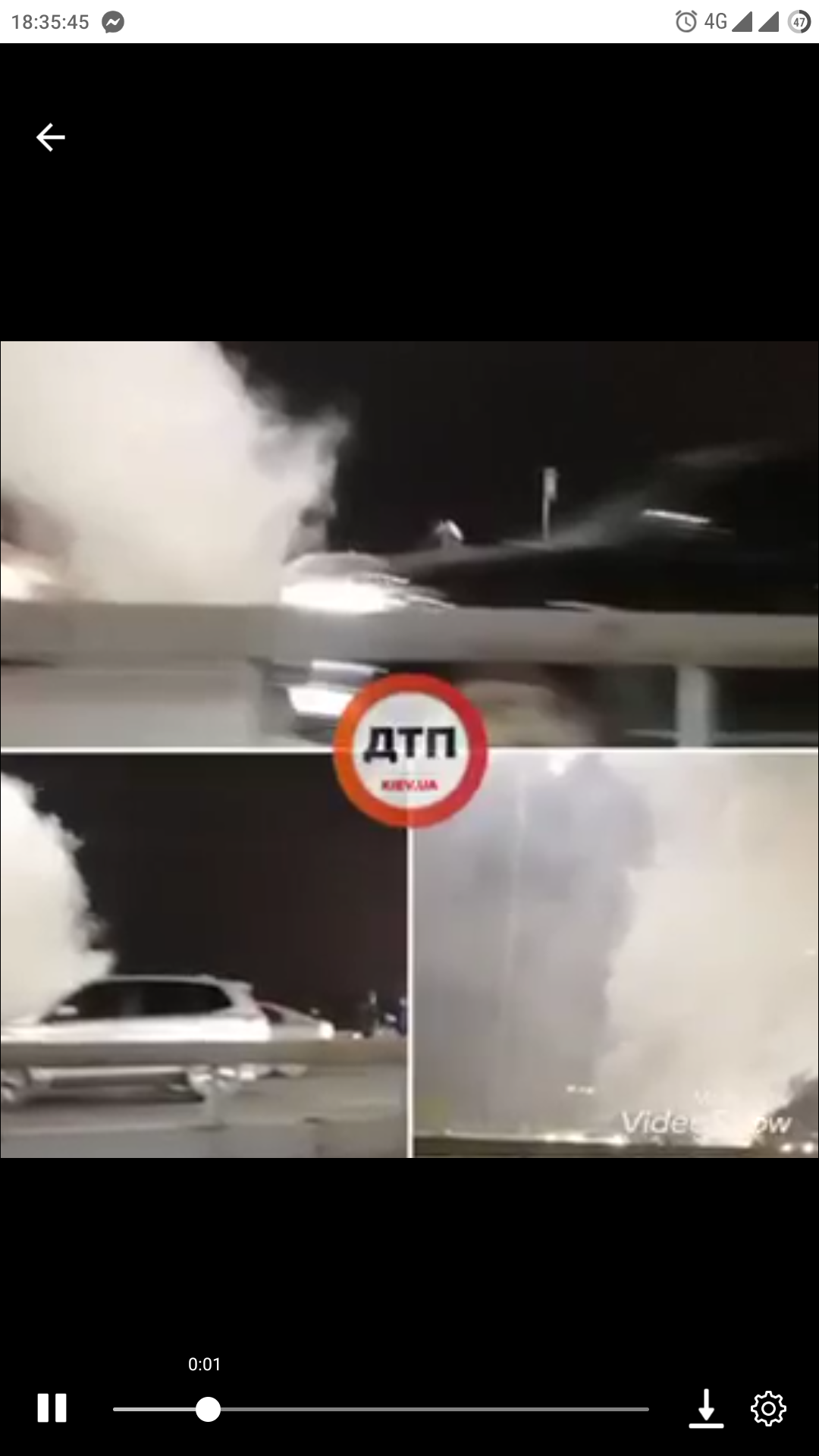 В Киеве на Московском мосту загорелся автомобиль Lanos