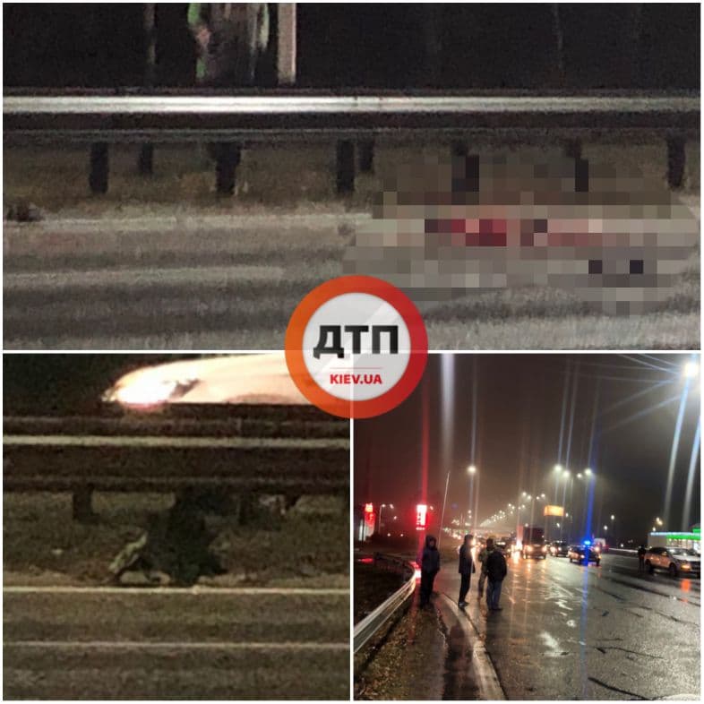 Под Киевом на Бориспольской трассе автомобиль на большой скорости сбил пешехода: тело разорвало на части