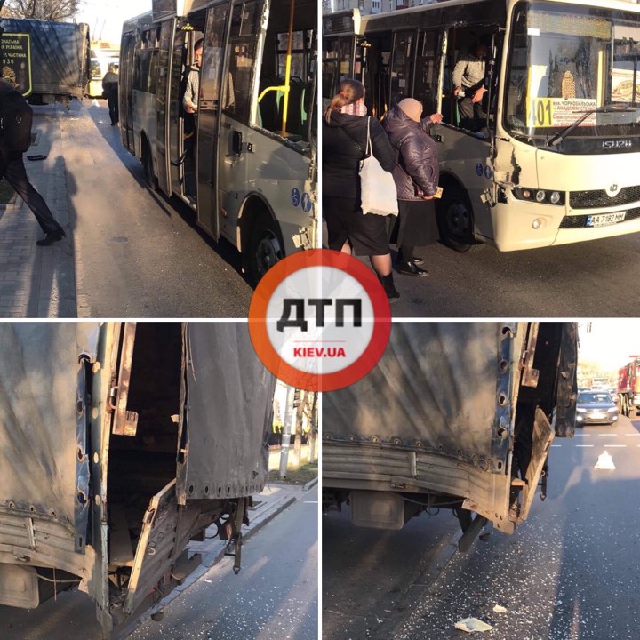 Авария в Киеве с участием маршрутного такси и грузового автомобиля