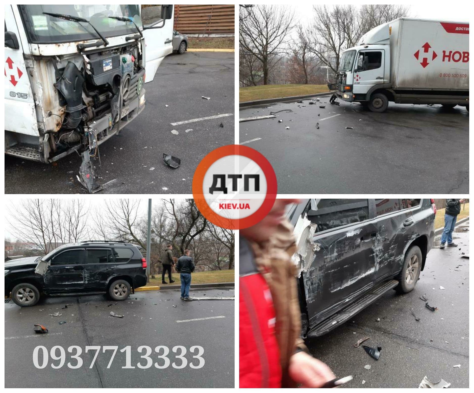 В Киеве на Столичном шоссе столкнулись грузовик Новой почты и автомобиль Toyota 