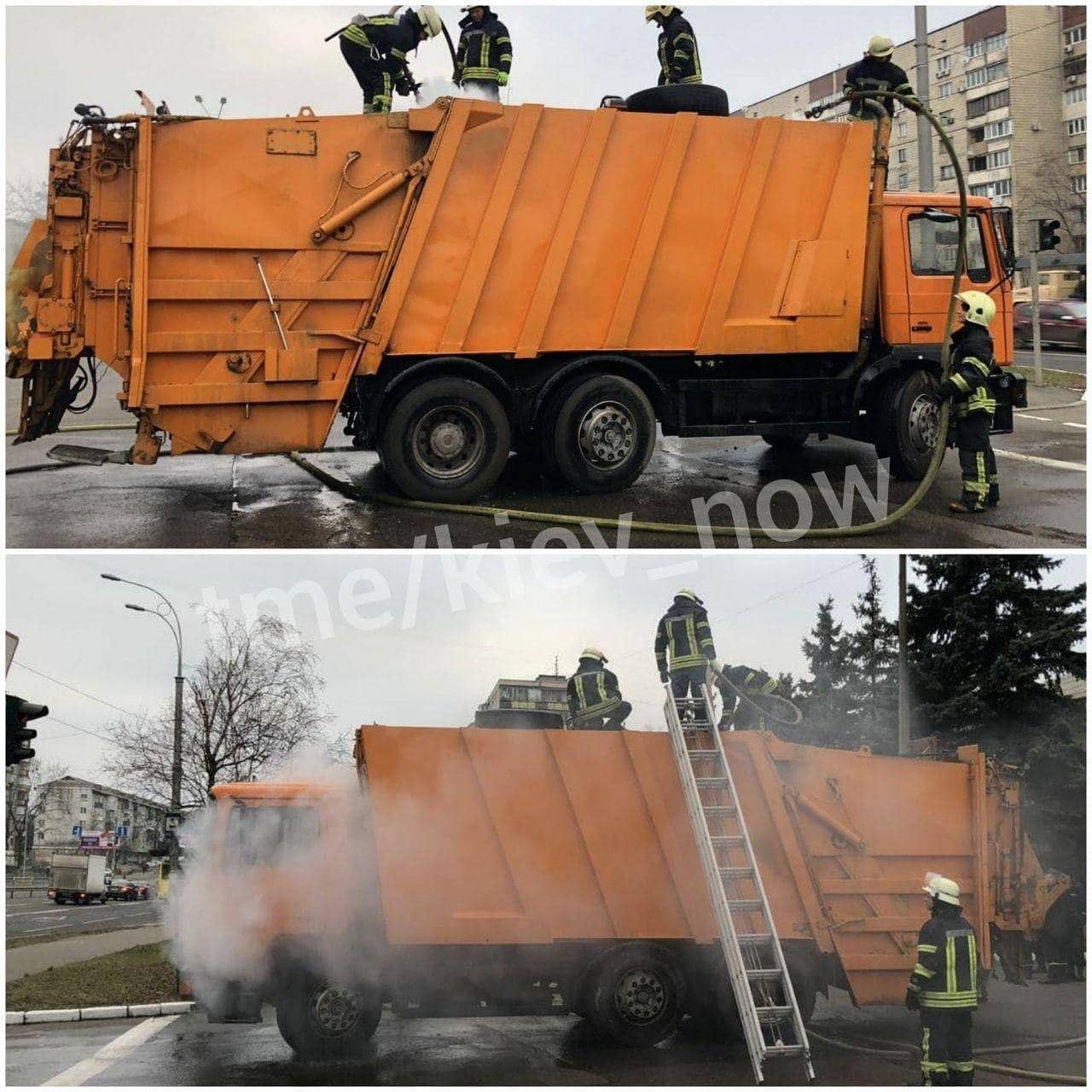 В Киеве на бульваре Перова горел мусоровоз