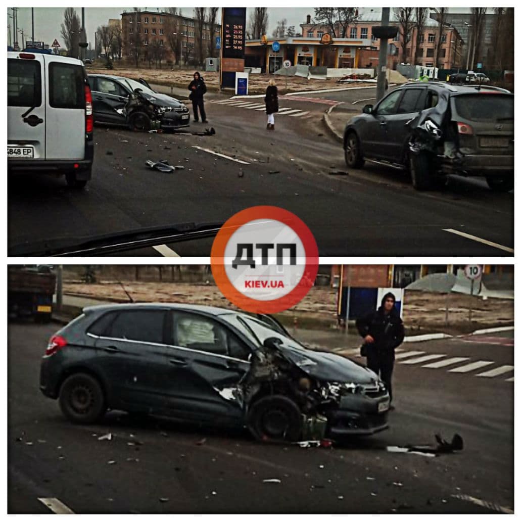 В Киеве на проспекте Бажана произошло ДТП с участием двух автомобилей