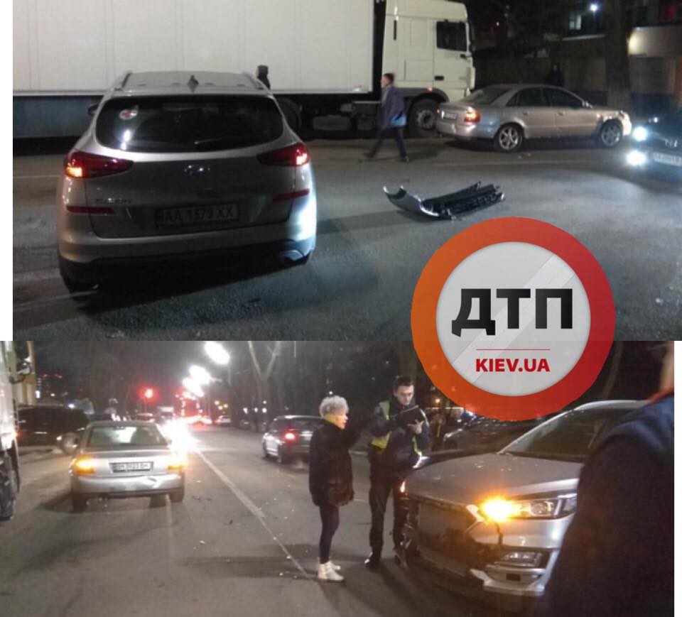 В Киеве на улице Парково-Сырецкая слолкнулись Hyndai и Audi