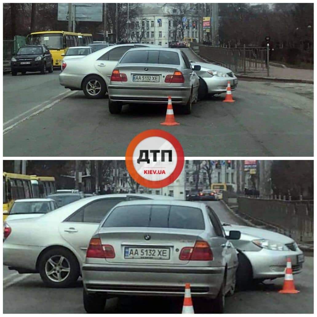 В Киеве на улице Вышгородская произошло ДТП с участием автомобилей BMW и Chevrolet