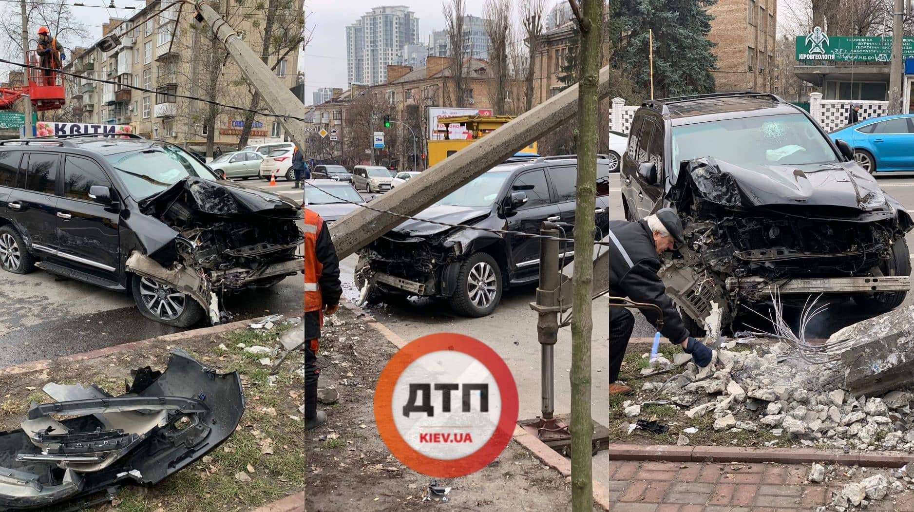 В Киеве на Бойчука до сих пор стоит потрощенный автомобиль Toyota