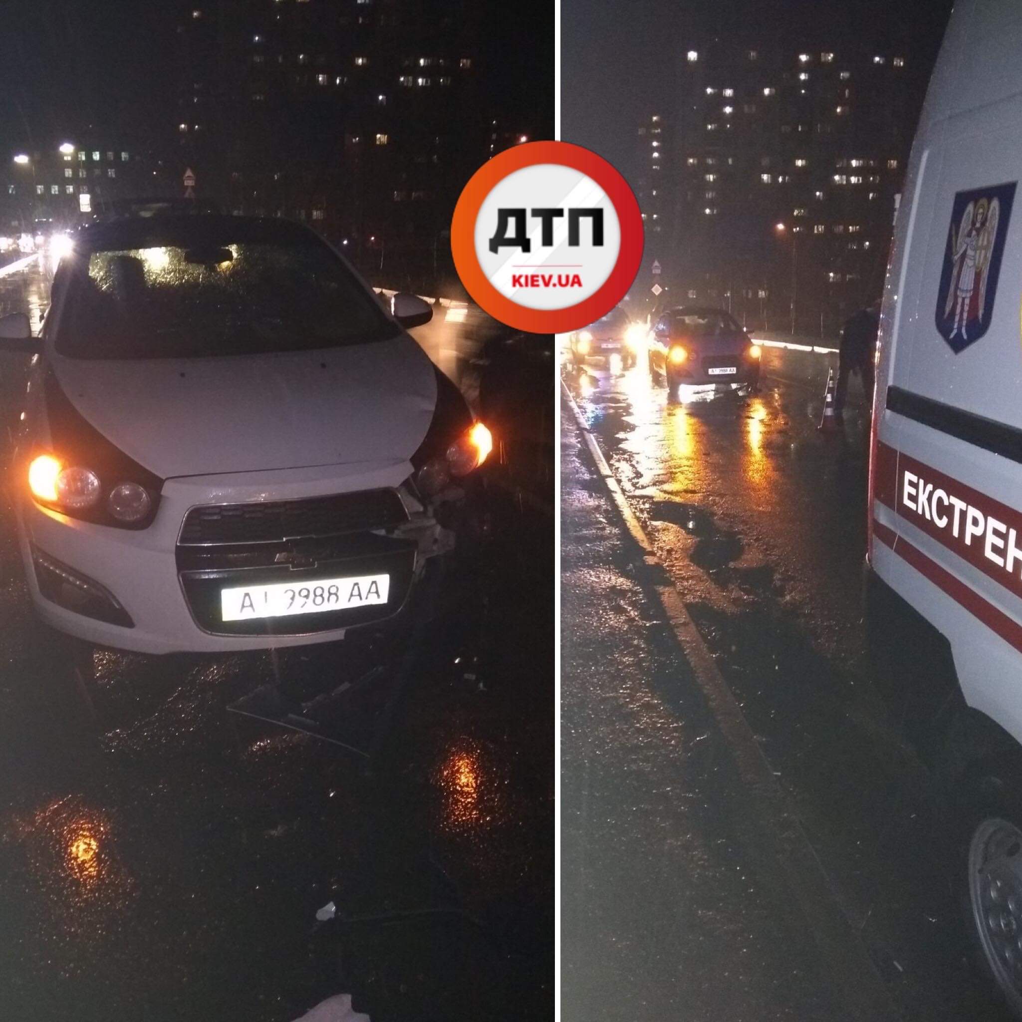 В Киеве на улице Булаховского автомобиль Chevrolet сбил женщину на пешеходном переходе