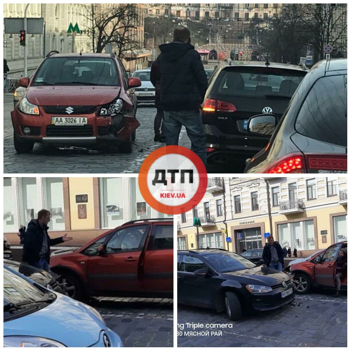 В Киеве на улице Богдана Хмельницкого произошло ДТП с участием автомобилей Suzuki и Volkswagen