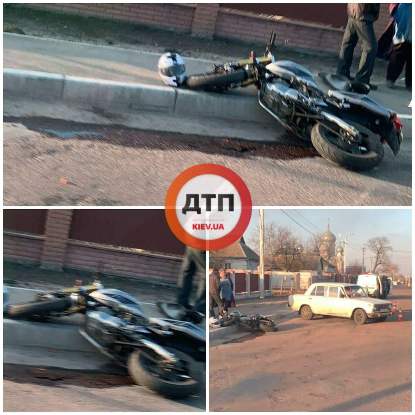 На Киевщине произошло ДТП с участием автомобиля ВАЗ и мотоцикла: пилота забрала скорая