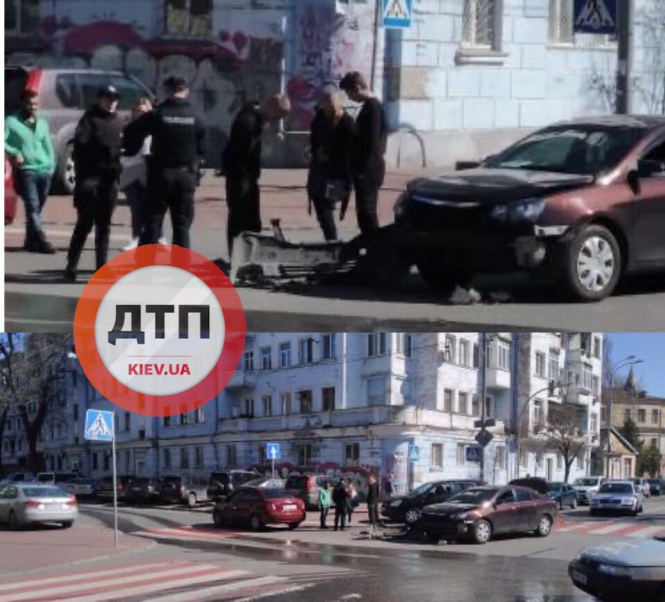 В Киеве на улице Братской произошло ДТП с участием двух автомобилей