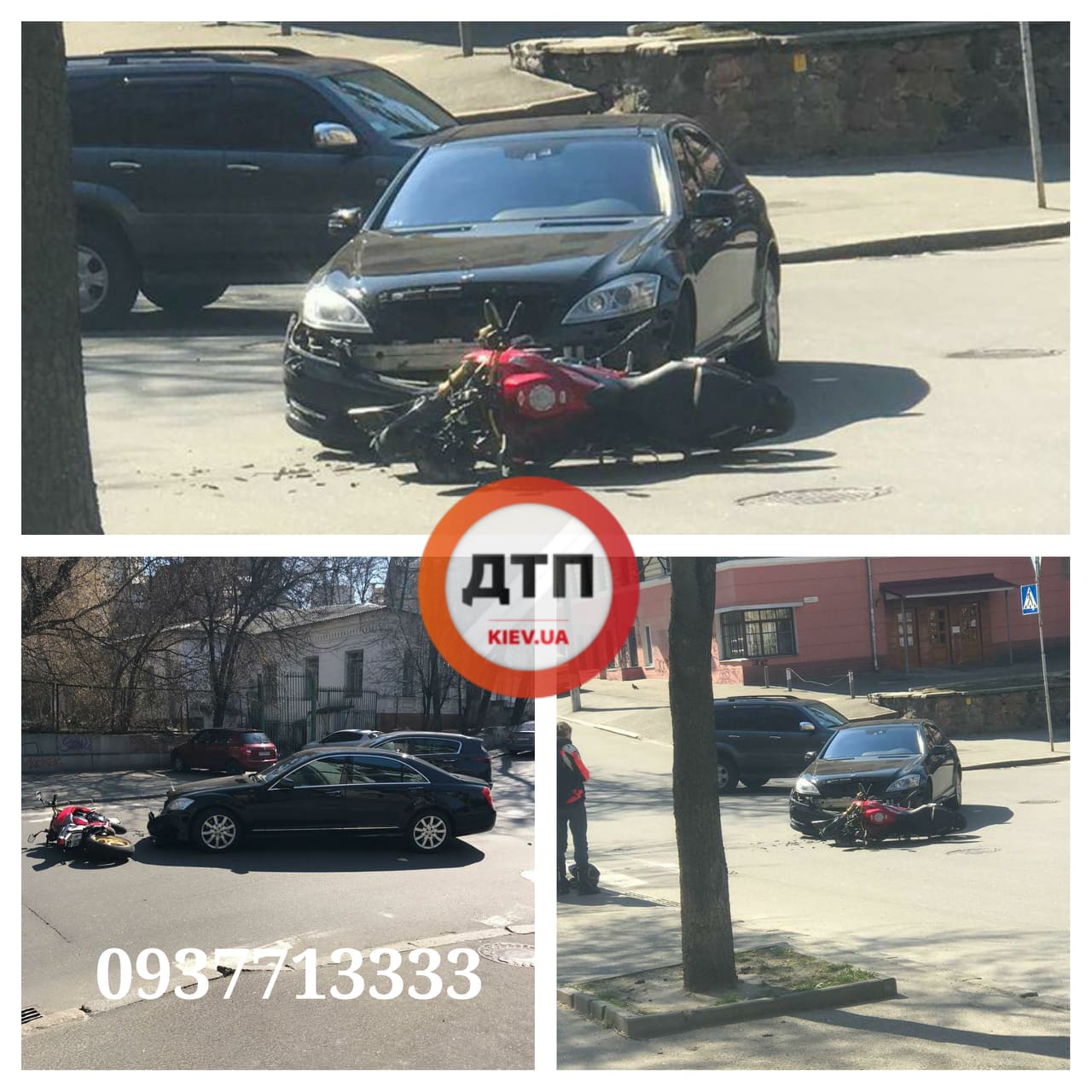 В Киеве на улице Обсерваторная автомобиль Mercedes сбил мотоцикл: в ДТП пострадал пилот