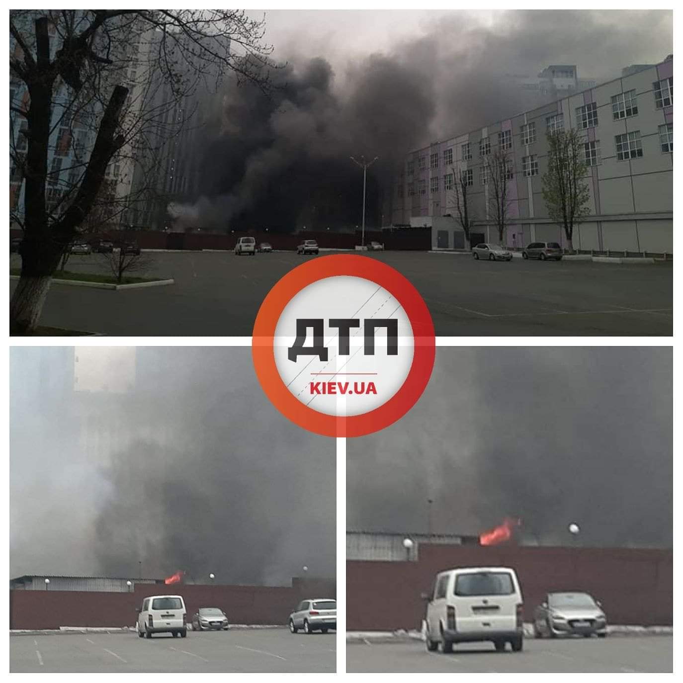 Серьёзный пожар в Киеве, на улице Сурикова: горят хозяйственные помещения Мегамаркета. Видео