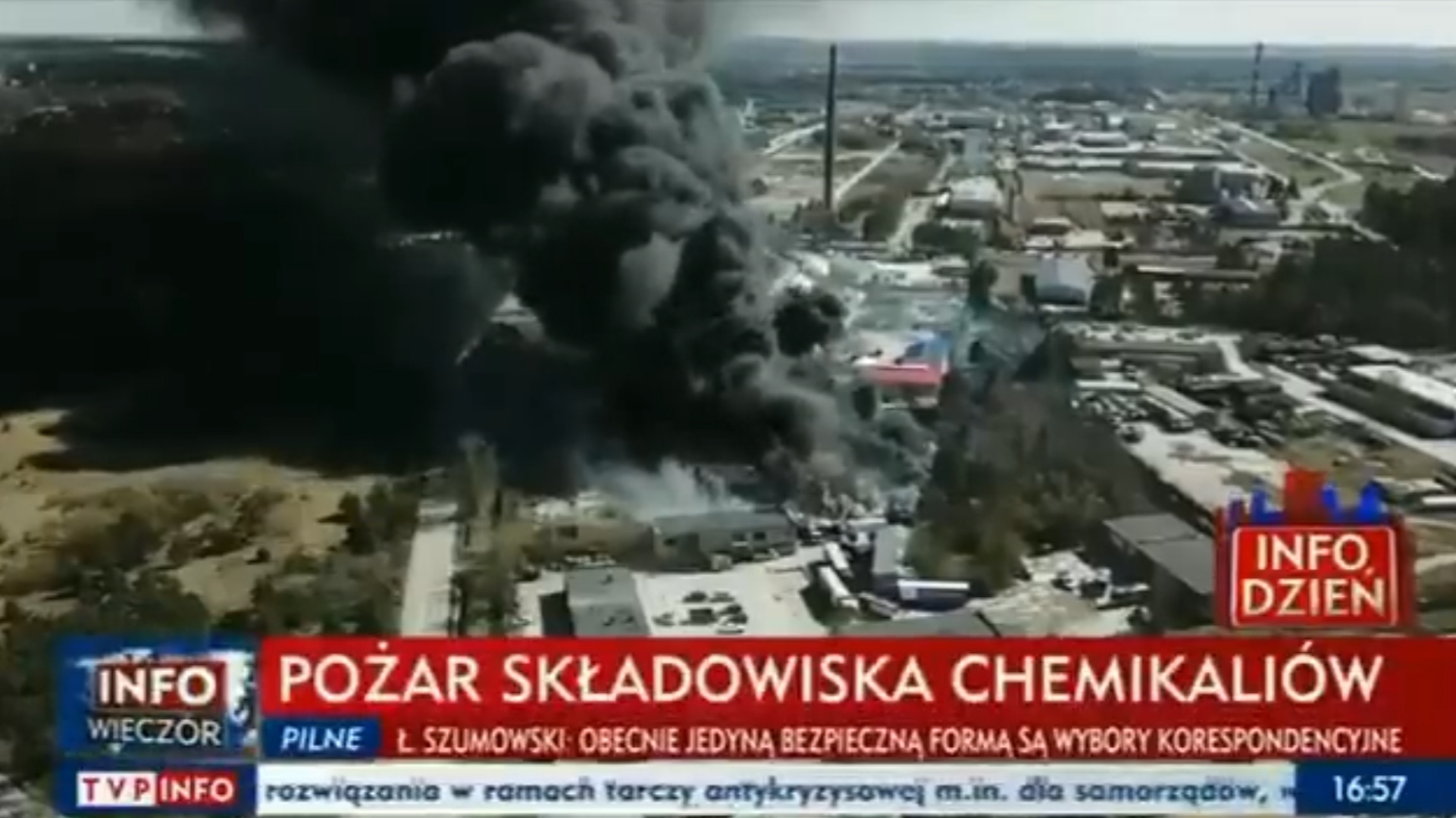 В Польше взлетел на воздух химзавод, все небо затянуло черным дымом