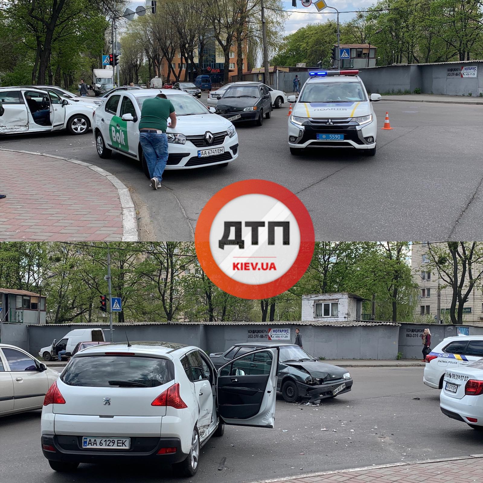 В Киеве на перекрестке улиц Парково Сирецкой и Жамбила Жабаева произошло ДТП - ВАЗ протаранил Peugeot
