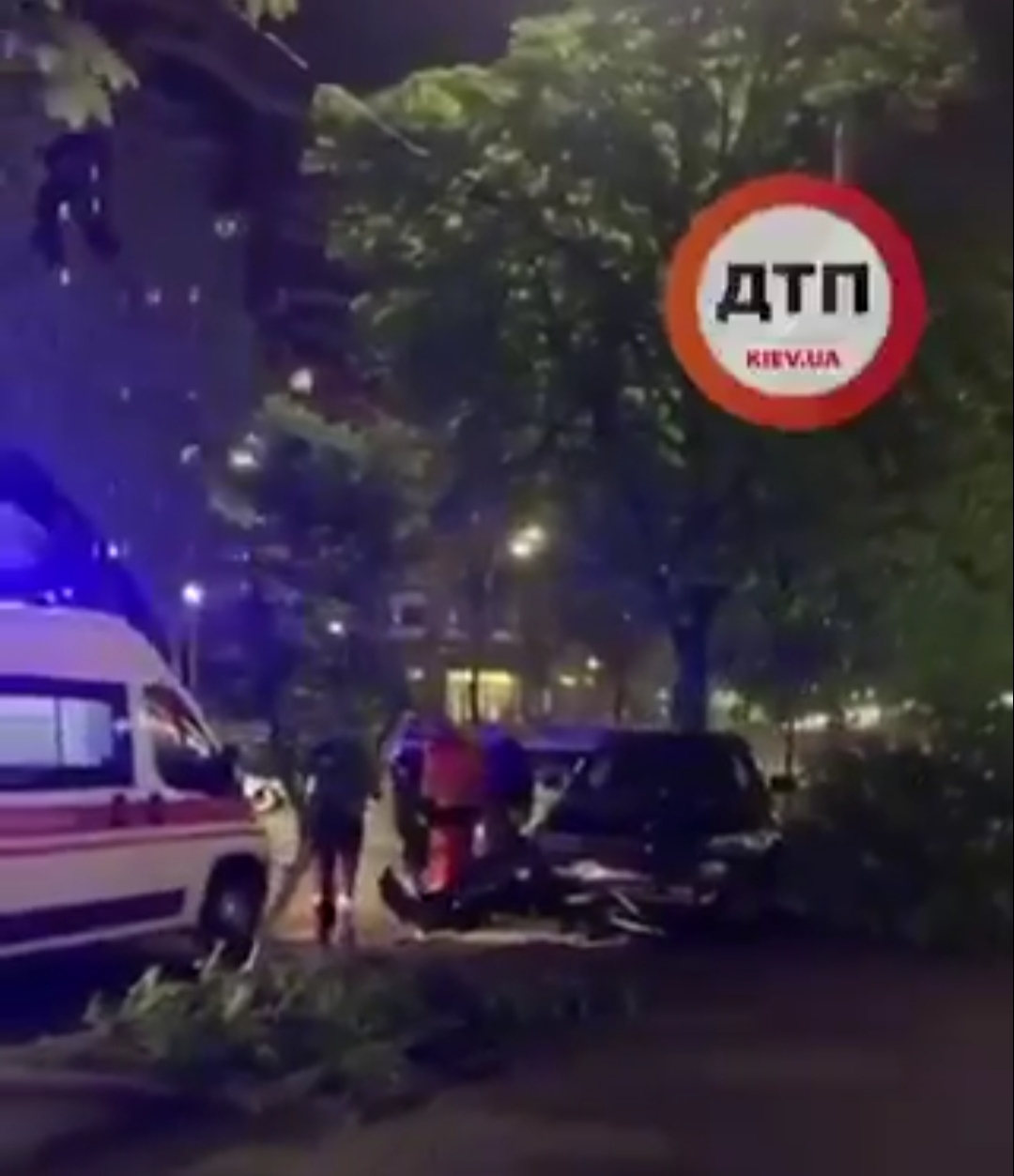 Серьезное ДТП с пострадавшими в Киеве на Леси Украинки: автомобиль на скорости протаранил дерево и превратился в груду металла