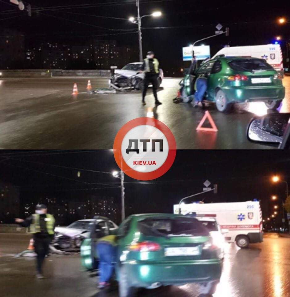 В Киеве на Троещине произошло серьезное ДТП с пострадавшими: на перекрестке столкнулись два легковых автомобиля