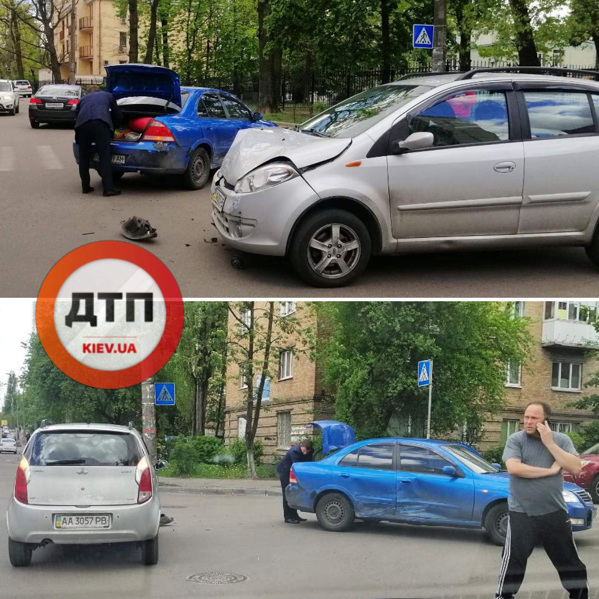 В Киеве на пересечении улиц Краснова и Депутатской произошло ДТП: столкнулись два легковых автомобиля
