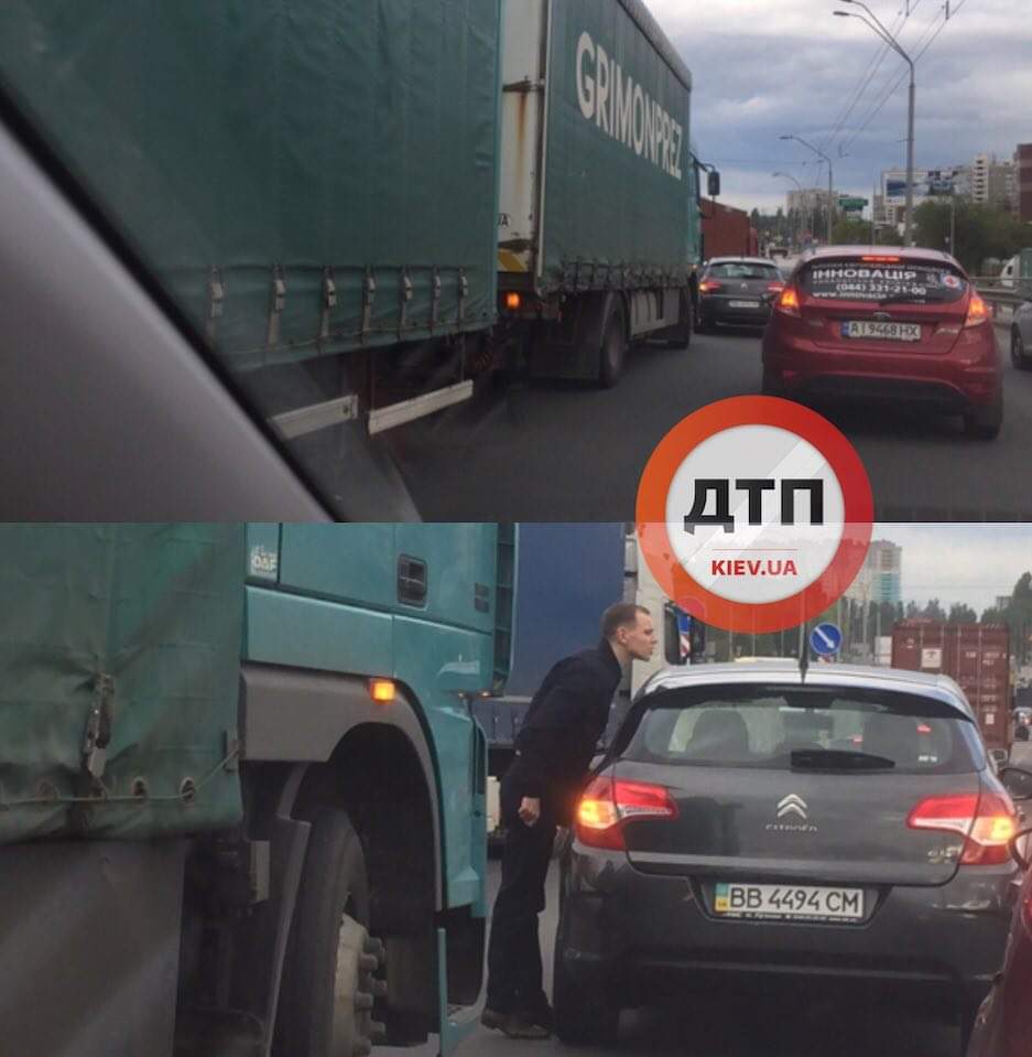 ДТП в Киеве на Академика Заболотного - автомобиль Citroen столкнулся с фурой