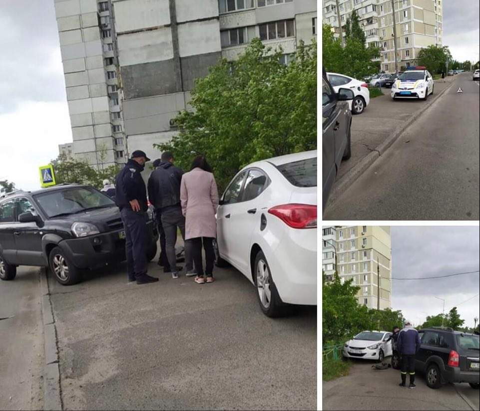 ДТП в Києві на Оболонській Набережній - на тротуарі зіткнулися два автомобілі