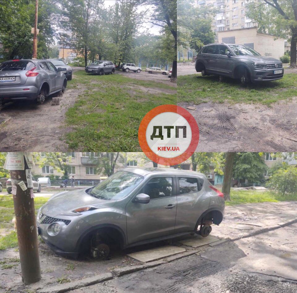 ЧП в Киеве на Оболони: за ночь сразу с двух автомобилей - Volkswagen и Nissan сняли колеса
