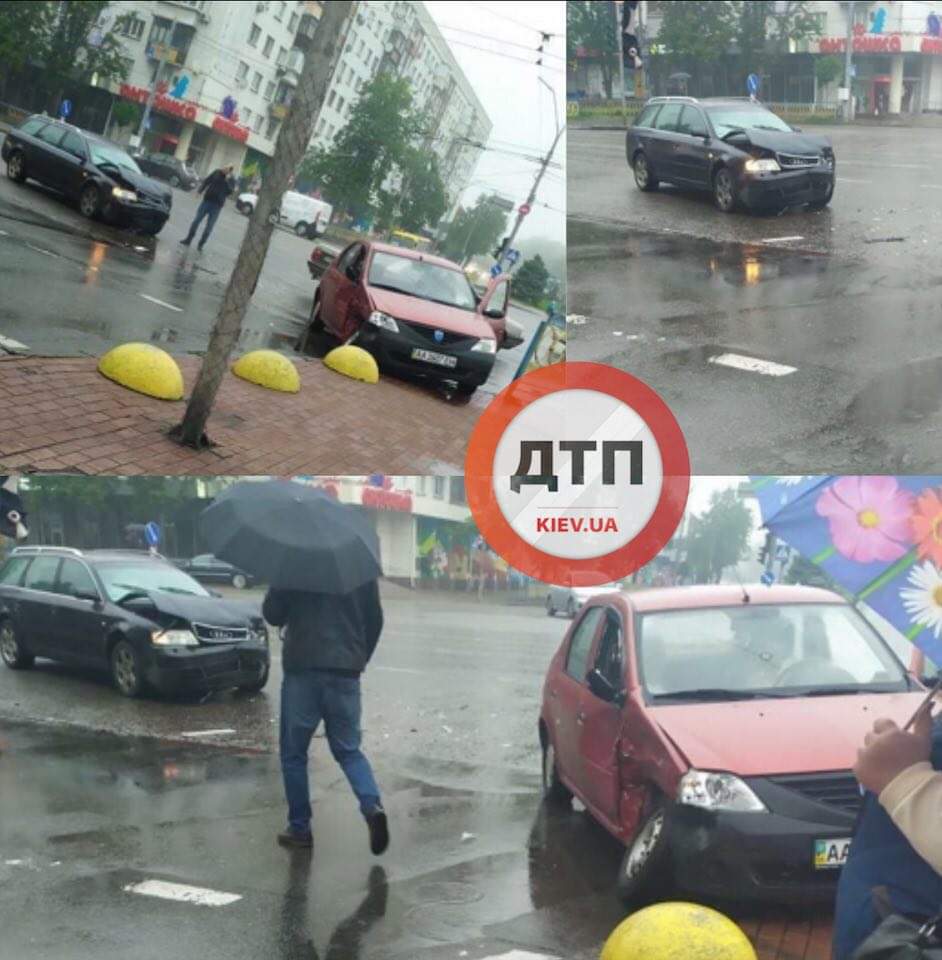 В Киеве на Печерске произошло серьезное ДТП с участием автомобилей Audi и Dacia