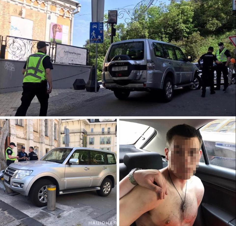 В Киеве пьяный мужчина угнал машину иностранного посла и устроил ДТП на Андреевском спуске