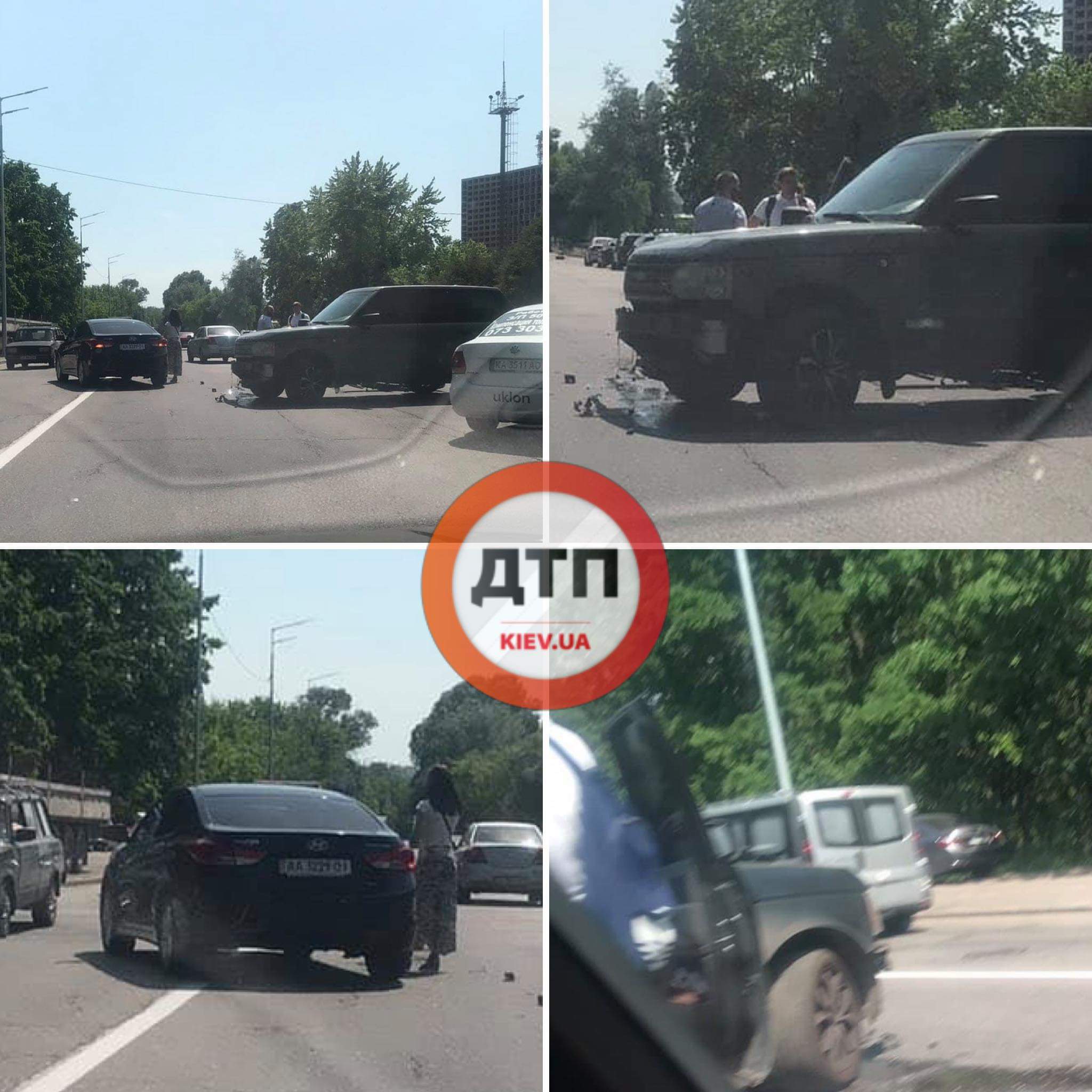 В Киеве на улице Крайняя произошло ДТП - автомобиль Range Rover въехал в Hyundai