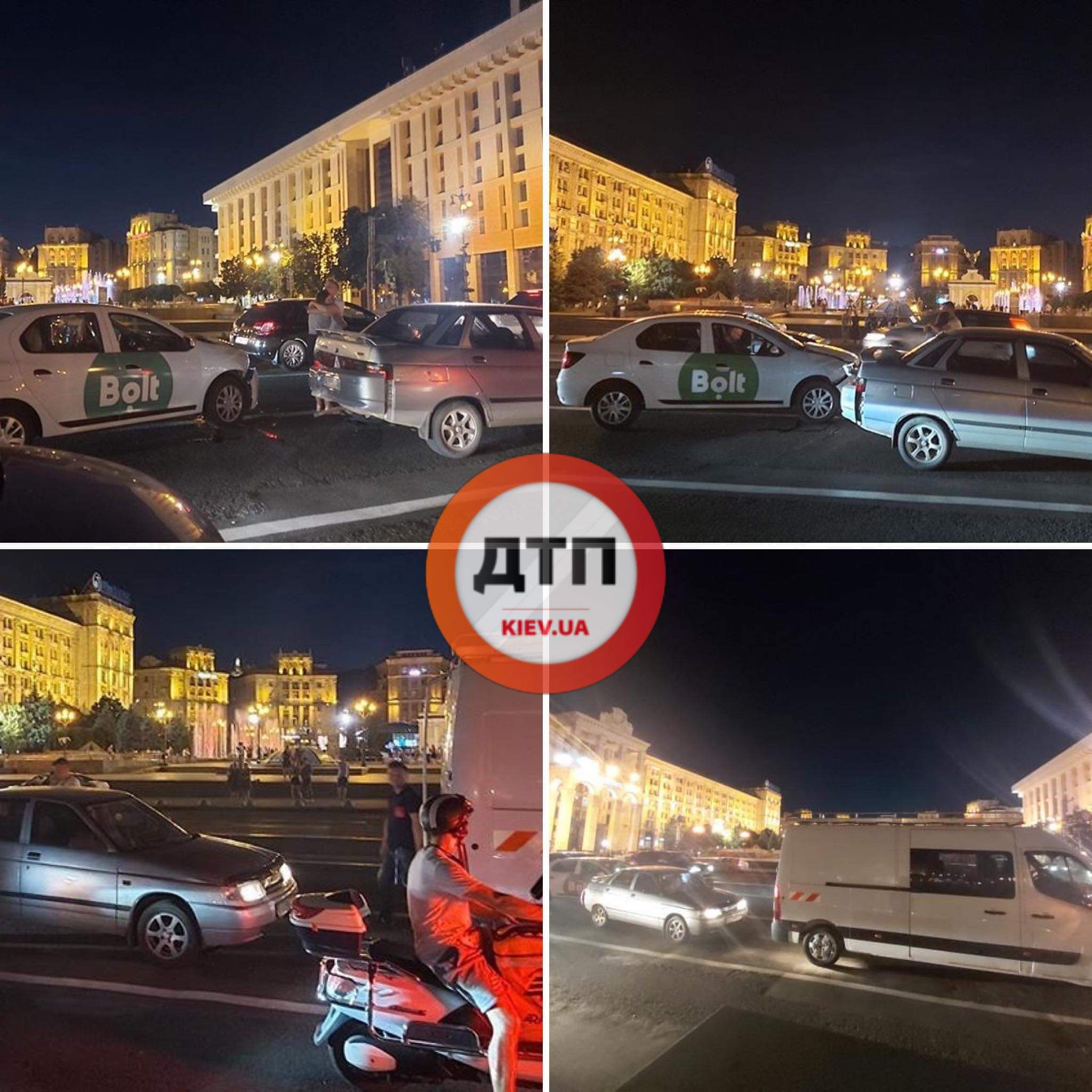 В центре Киева произошло масштабное ДТП с участием автомобиля службы такси, ВАЗ и скорой помощи