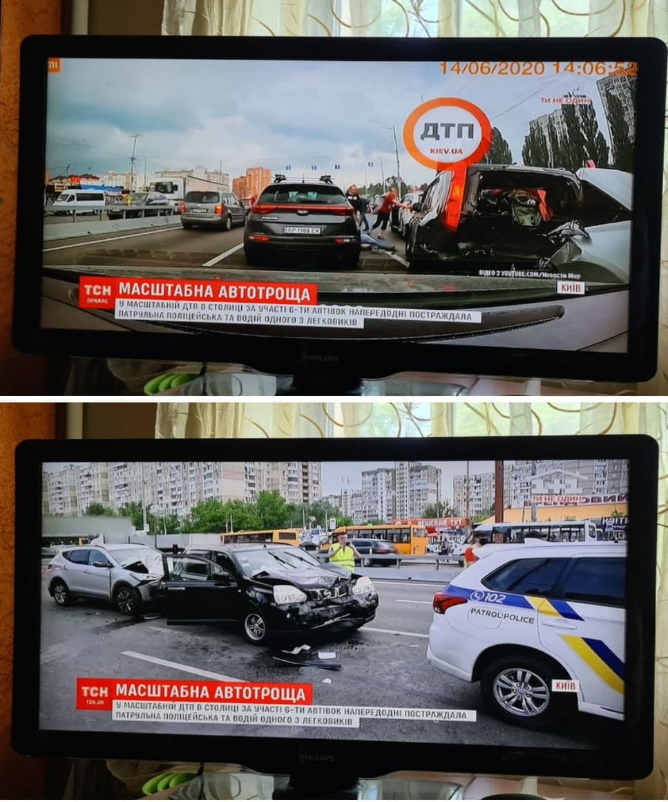 Сюжет в новостях ТСН на телеканале 1+1 об аварии в Киеве  на Академгородке: два человека по-прежнему находится в тяжелом состоянии