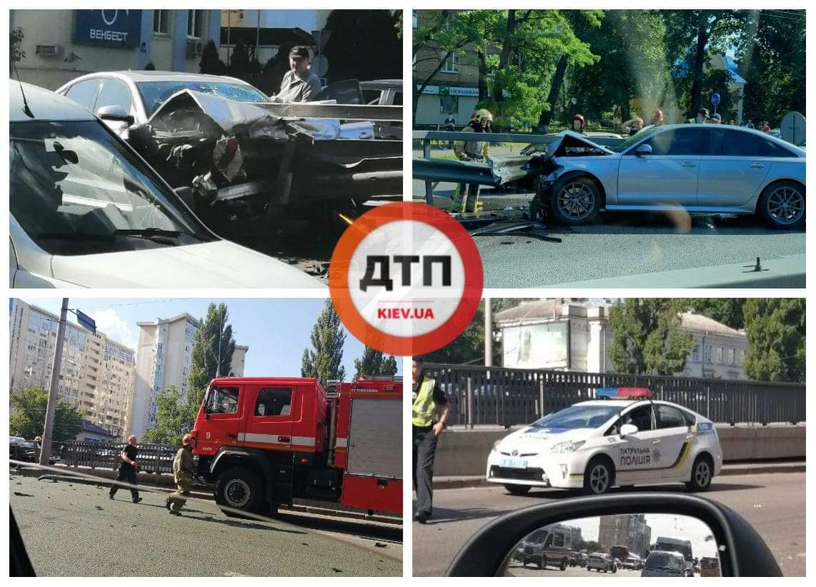 В Киеве на проспекте Победы случилось серьезное ДТП - автомобиль Audi врезался в отбойник: пострадал водитель