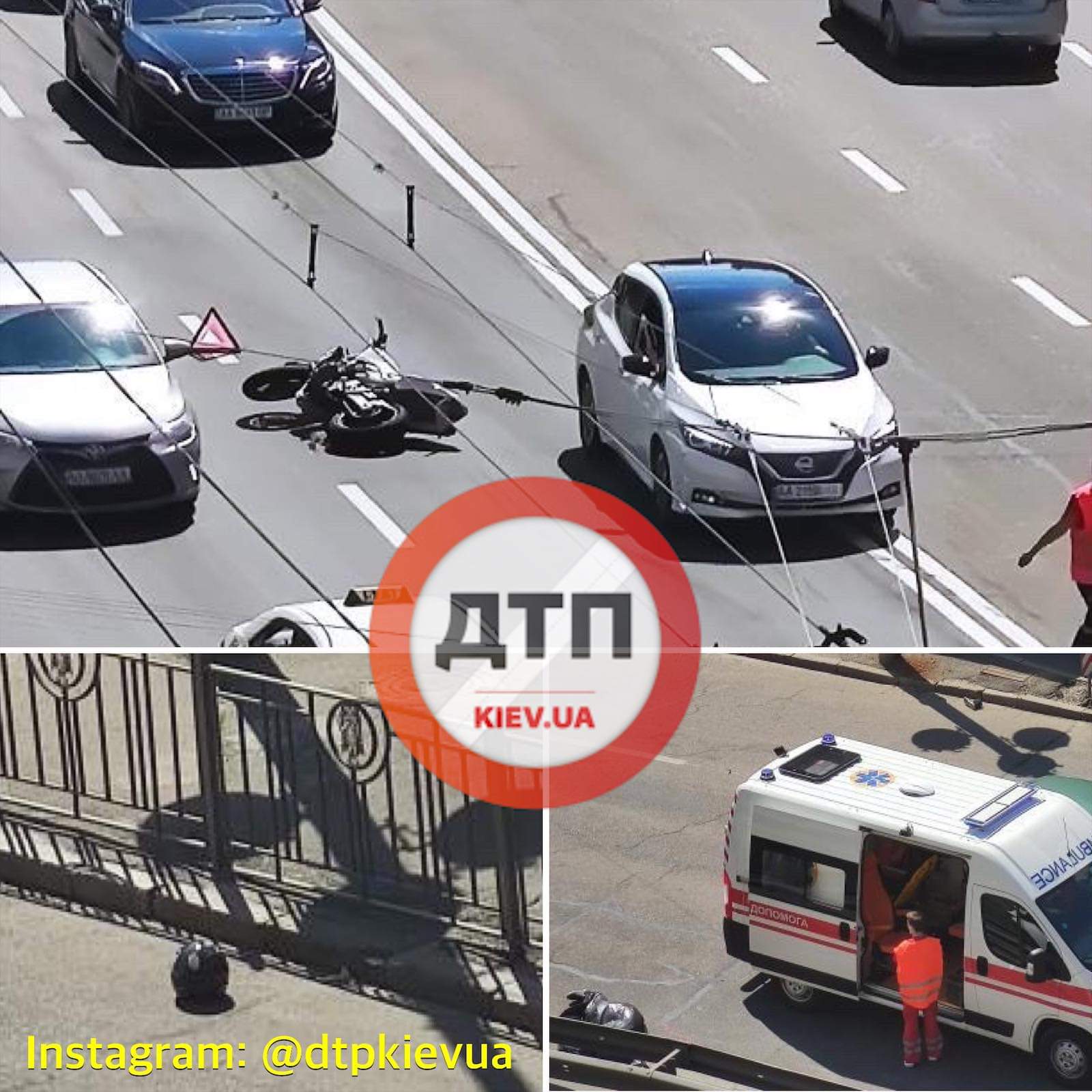 В Киеве на Голосеевском проспекте произошло смертельное мото ДТП - автомобиль сбил мотоцикл: пилот отлетел на 30 метров