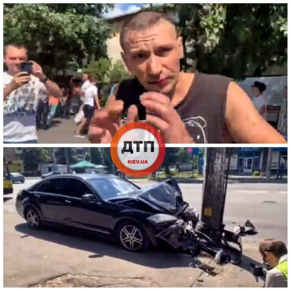 Серьезное ДТП в Киеве: пьяный мойщик угнал Mercedes и чуть не снес остановку