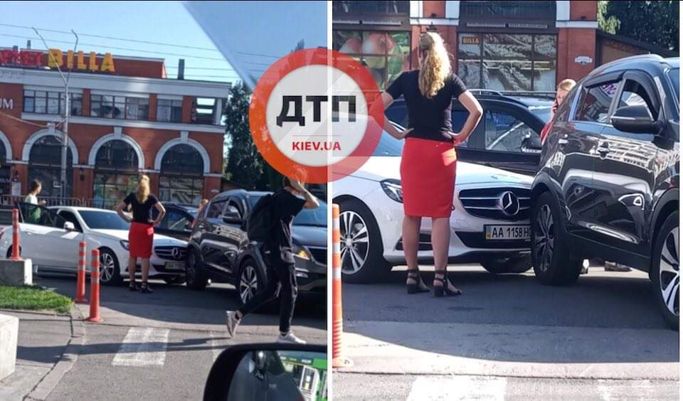 В Киеве на КПИ произошло ДТП - блондинка за рулём Mercedes врезалась в KIA