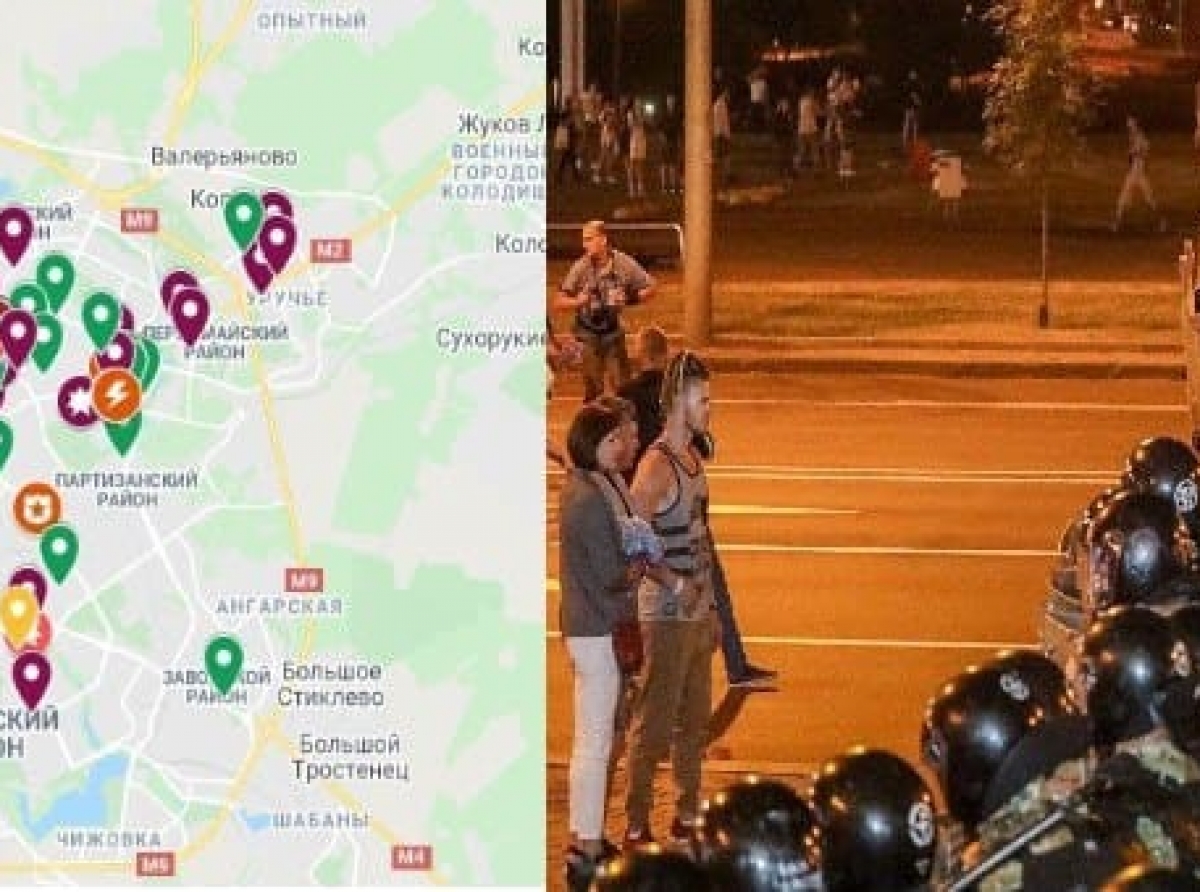 Протесты в Беларуси теперь на картах Google