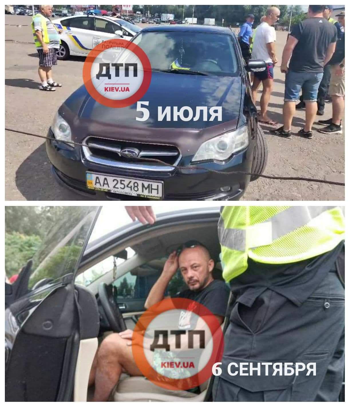 В Киеве на улице Вишняковской пьяный водитель на Subaru разбил 5 автомобилей
