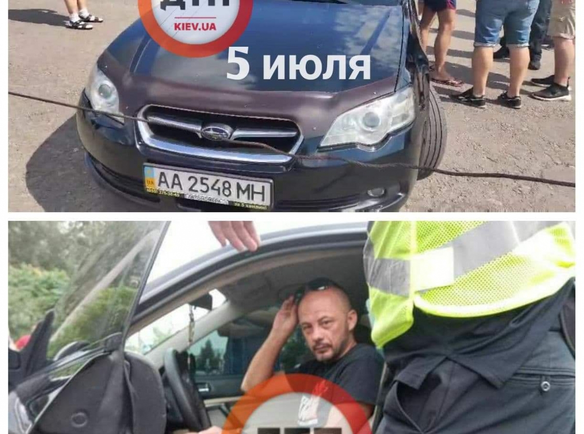 В Киеве на улице Вишняковской пьяный водитель на Subaru разбил 5 автомобилей