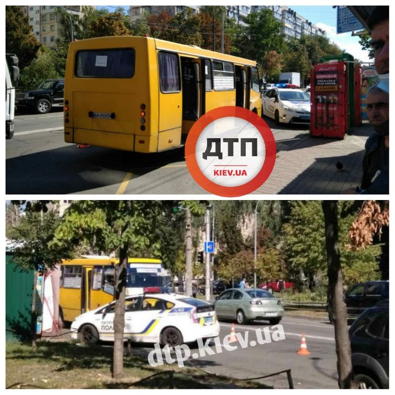 В Киеве на улице Якубовского произошло ДТП с пострадавшими - пожилая женщина попала под маршрутку