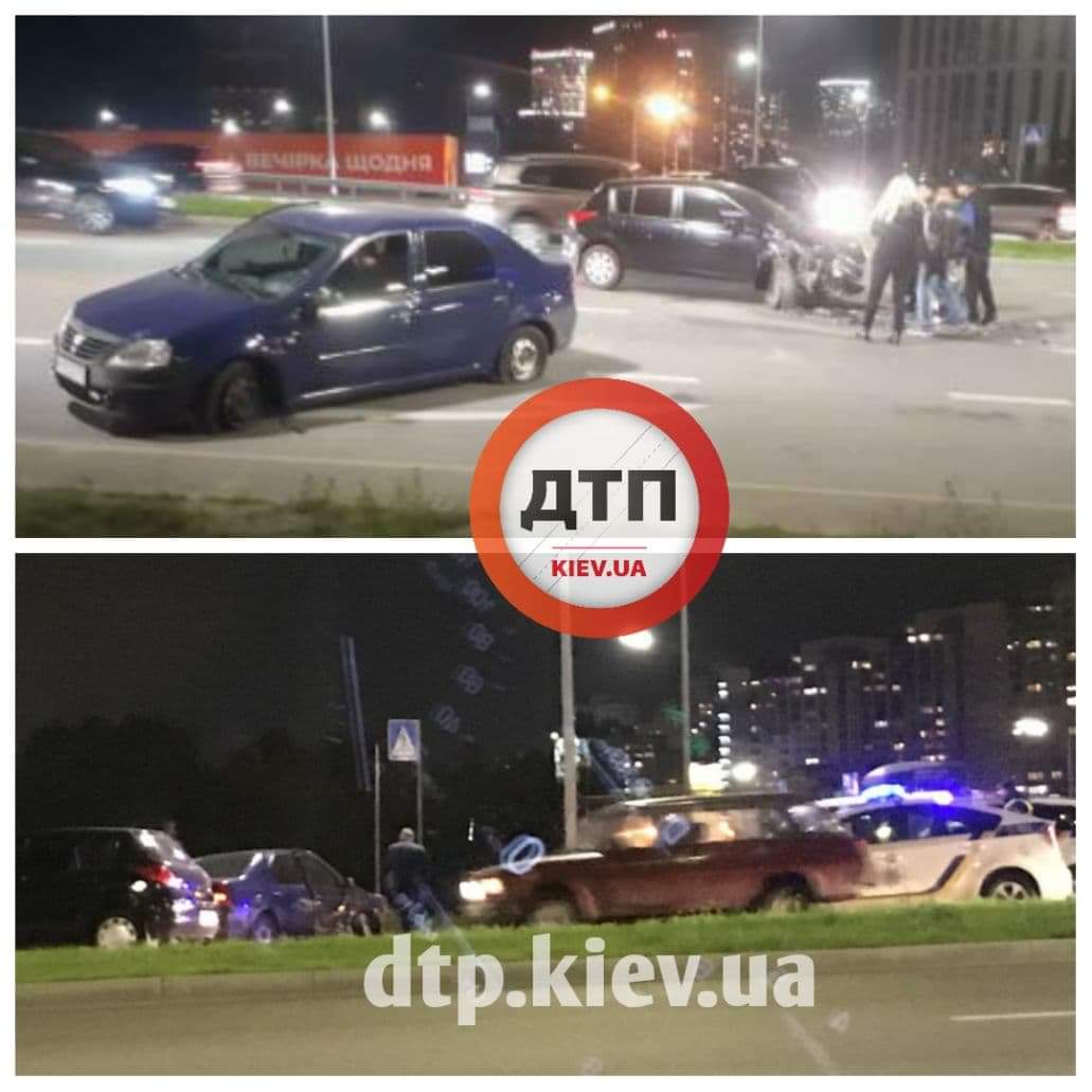 В Киеве на Харьковском массиве пьяный водитель Renault устроил ДТП, после чего справил нужду прямом посреди дороги