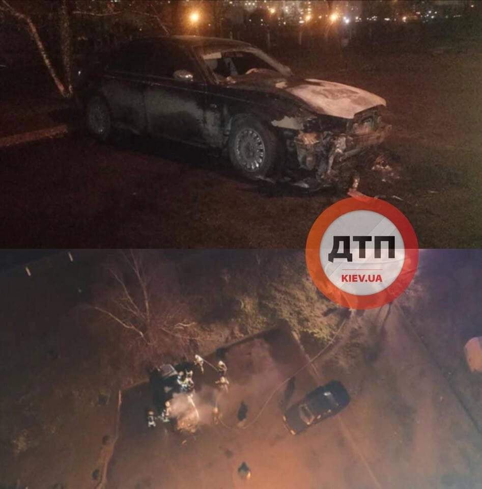 В Киеве на Ахматовой взорвался, потом загорелся Rover 75