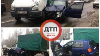 ДТП с пострадавшими под Киевом, Бортничи: водитель газели почта решил развернуться и ударил Volkswagen. Видео 