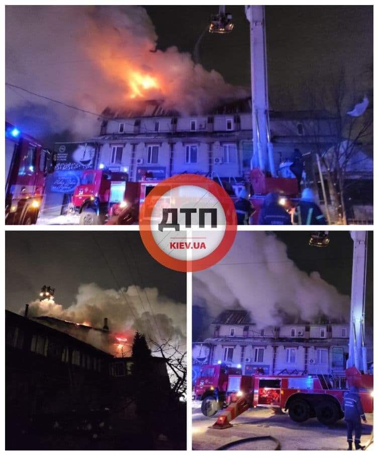 Серьёзный пожар в Киеве на улице Центральная: горит кровля 3-этажного жилого дома на площади 100 кв. м.