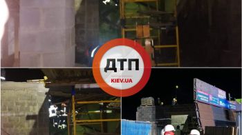 Чудесное спасение в Киеве на берковецкой 6: на стройке современного дома обвалилась часть строения и погребла под собой вагончик строителей