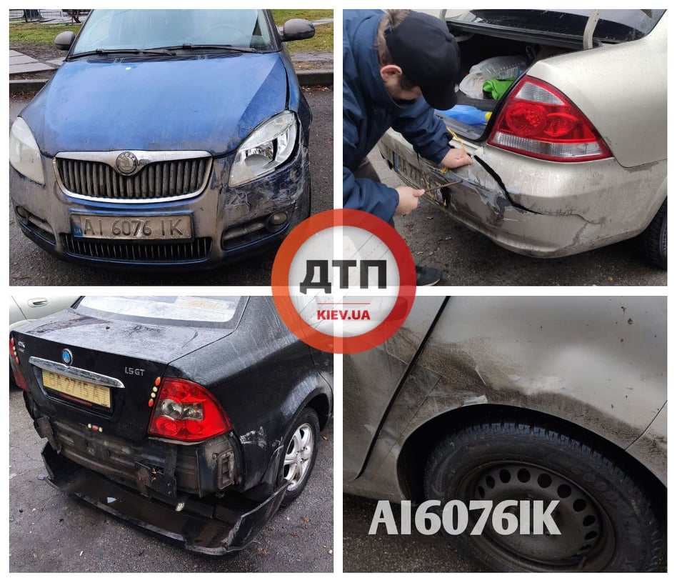 В Киеве на улице Курнатовского произошло ДТП: пьяная компания на автомобили Skoda Fabia залетела во двор и протаранила три автомобиля
