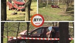 Вылетел в парк и уничтожился о деревья: дтп в Киеве на Набережной у моста Патона. 09.04.2018